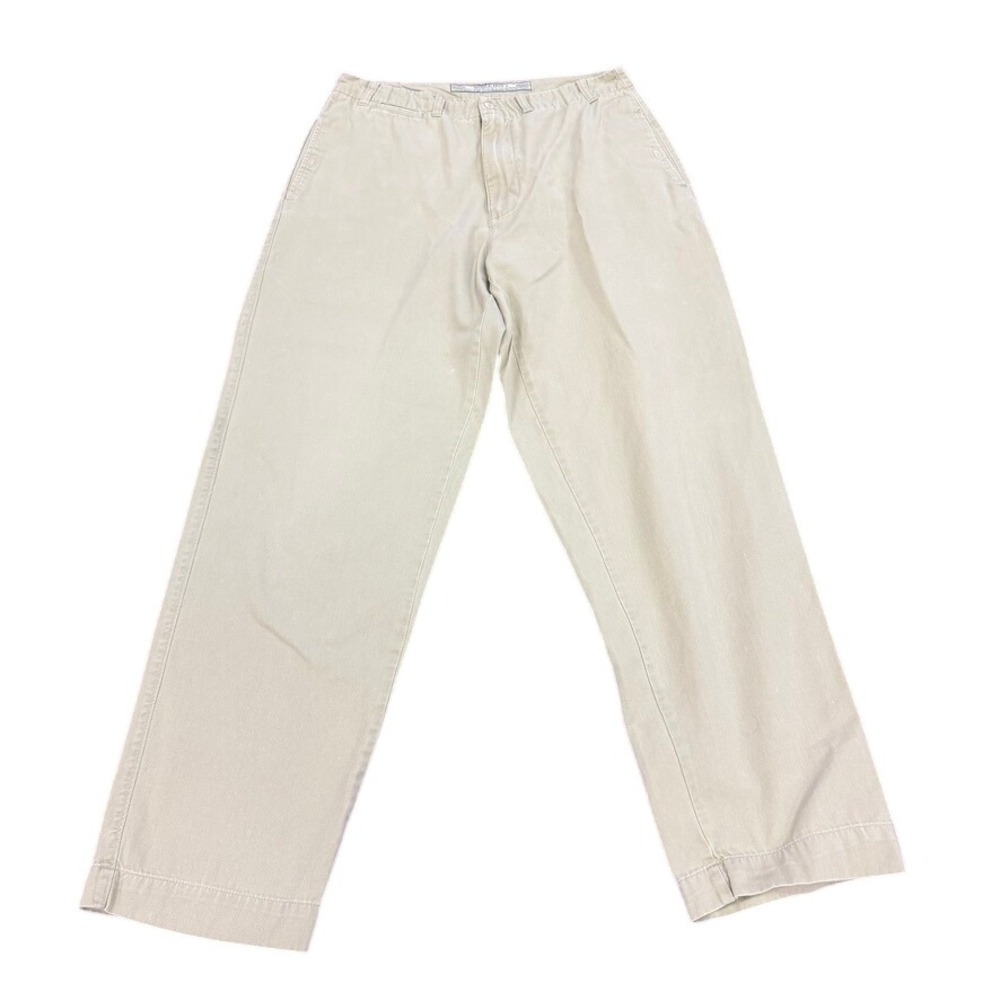 Bugle Boy 34W 34L Mens Khaki Tan Relaxed Fit Straight Pants Small Stains